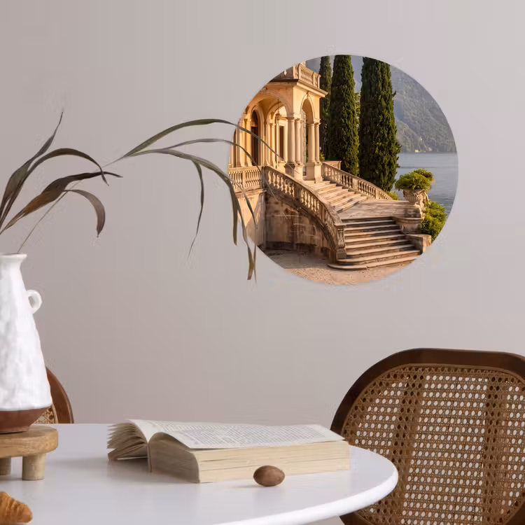 Runde Tapete - Villa – Wasser – Treppen - Villa - water -trappen Wandcirkel behangsticker klein