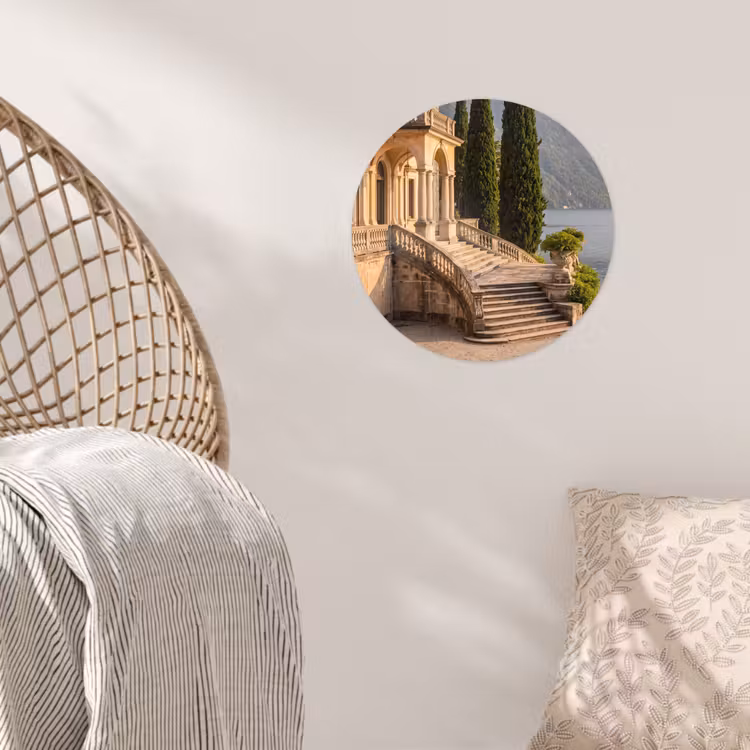 Runde Tapete - Villa – Wasser – Treppen - Villa - water -trappen Wandcirkel behangsticker klein