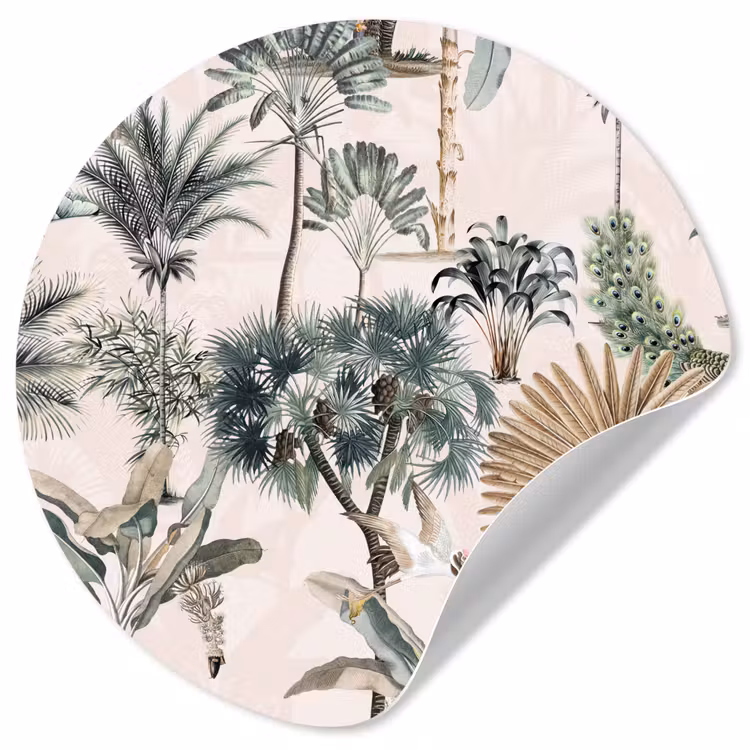 Inductie afdekplaat - Vintage - Jungle - Dieren - Natuur - Inductie beschermer Wandcirkel behangsticker klein -3d