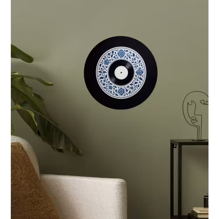 Vinyl - LP - Delfts Blauw - Muziek Wandcirkel behangsticker klein -sfeer2