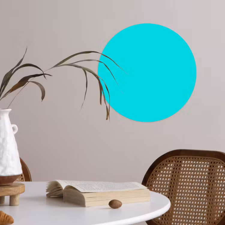 Vivid - Aquamarine - Turkoois Wandcirkel behangsticker klein 186 -sfeer3