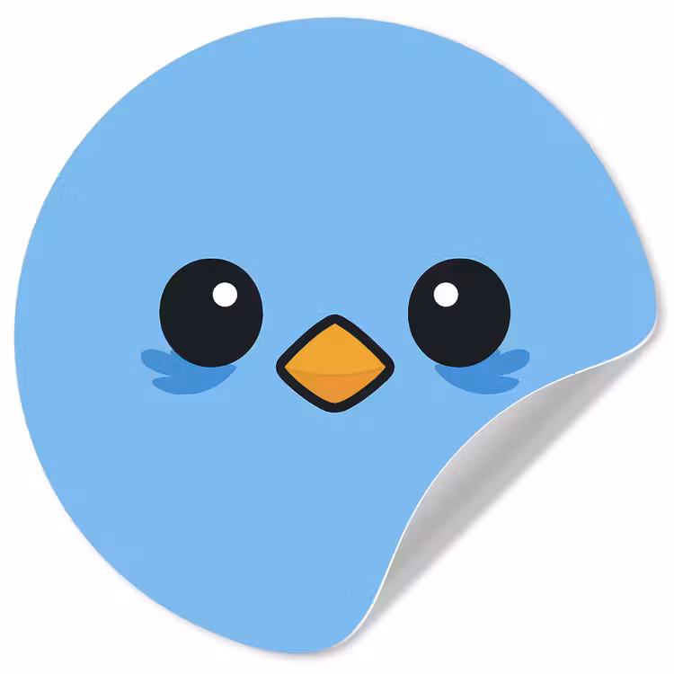 Vogel - Blauw - Eenvoudig Wandcirkel behangsticker klein -3d