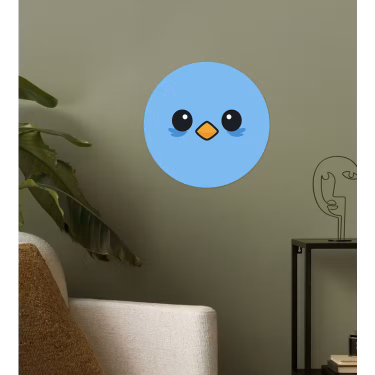 Vogel - Blauw - Eenvoudig Wandcirkel behangsticker klein -sfeer2