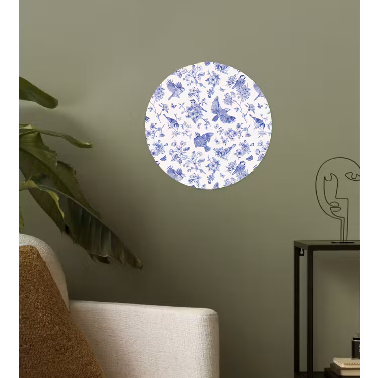 Birds - Flowers - Blue Wandcirkel behangsticker klein 186 -sfeer2
