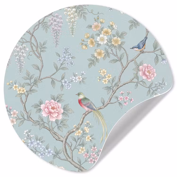 Vogel - Bloemen - Kleurrijk Wandcirkel behangsticker klein -3d
