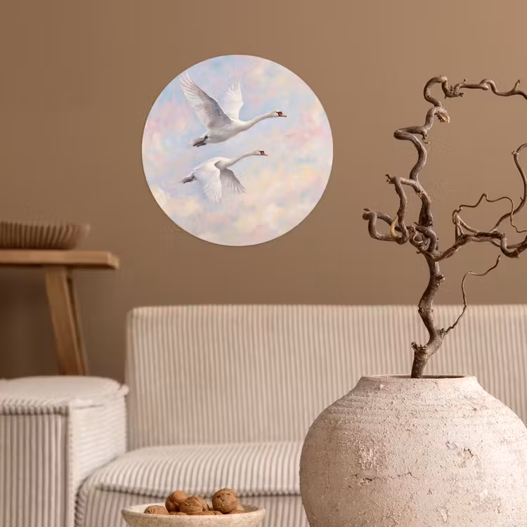 Vogel - Vliegend - Lucht - Modern - Pastel Wandcirkel behangsticker klein -sfeer1
