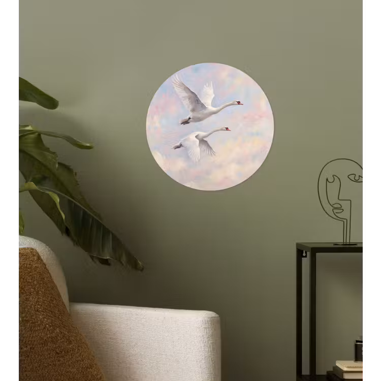 Vogel - Vliegend - Lucht - Modern - Pastel Wandcirkel behangsticker klein -sfeer2