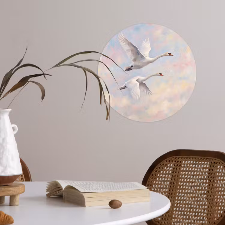 Vogel - Vliegend - Lucht - Modern - Pastel Wandcirkel behangsticker klein -sfeer3