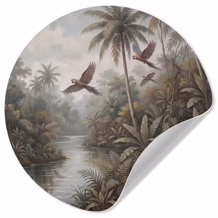 Vogel - Vliegend - Tropisch - Landschap - Klassiek Wandcirkel behangsticker klein -3d