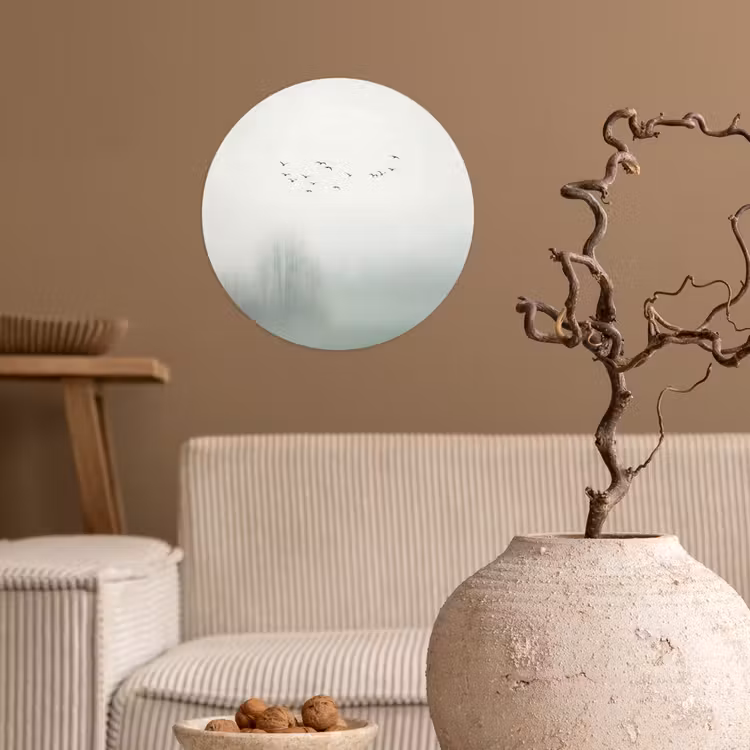 Vogel - Vlucht - Natuur - Minimalistisch Wandcirkel behangsticker klein -sfeer1