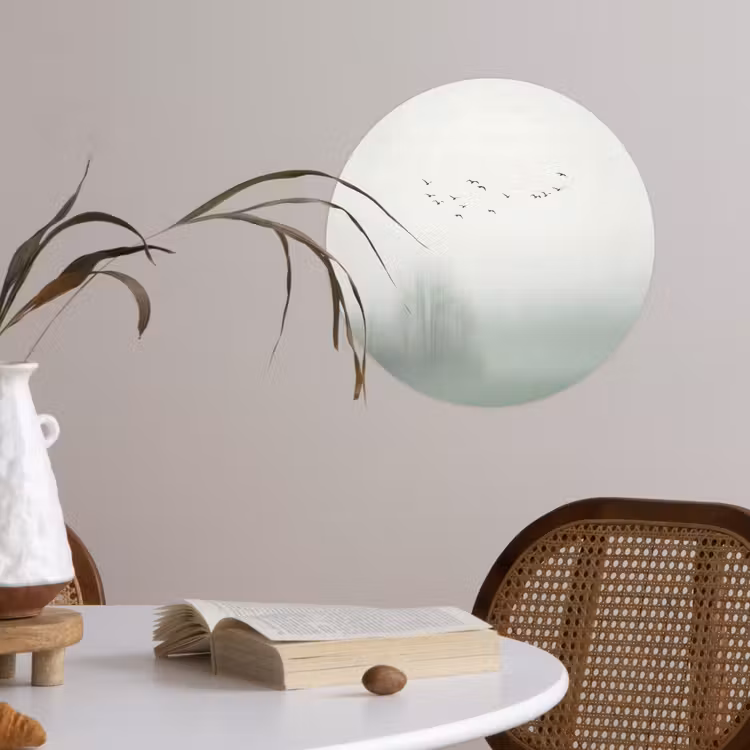 Vogel - Vlucht - Natuur - Minimalistisch Wandcirkel behangsticker klein -sfeer3