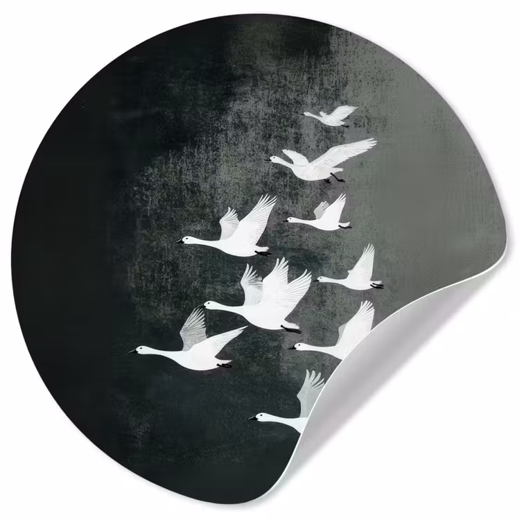 Vogel - Japandi - Groen Wandcirkel behangsticker klein -3d
