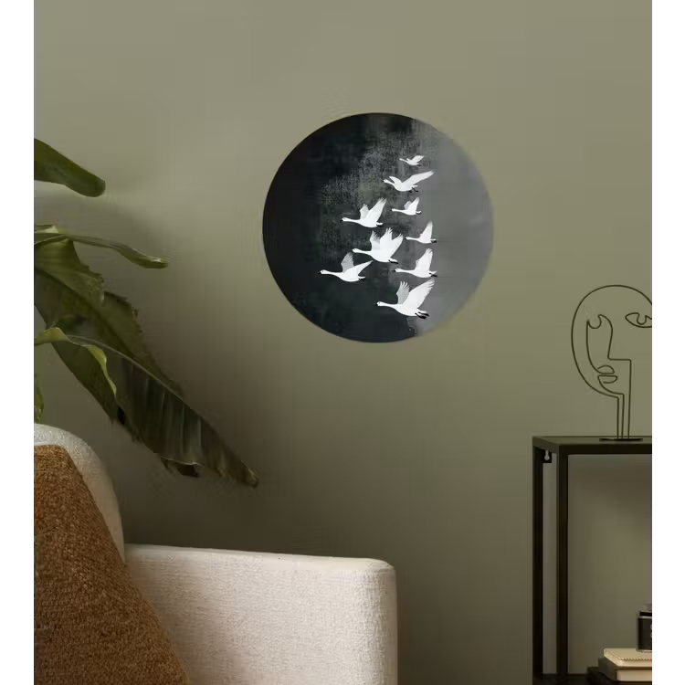Vogel - Japandi - Groen Wandcirkel behangsticker klein -sfeer2