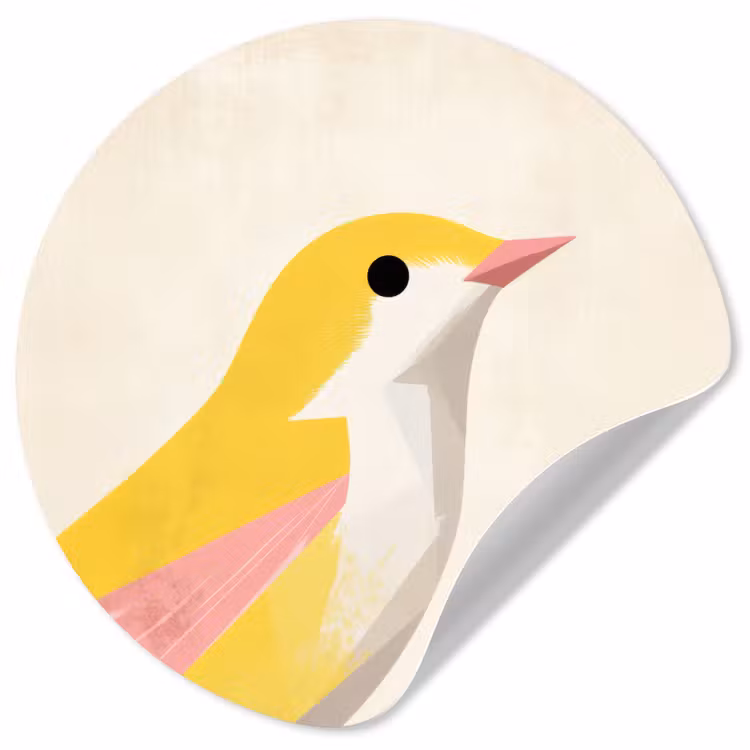 Vogel - Minimalistisch - Geel Wandcirkel behangsticker klein -3d