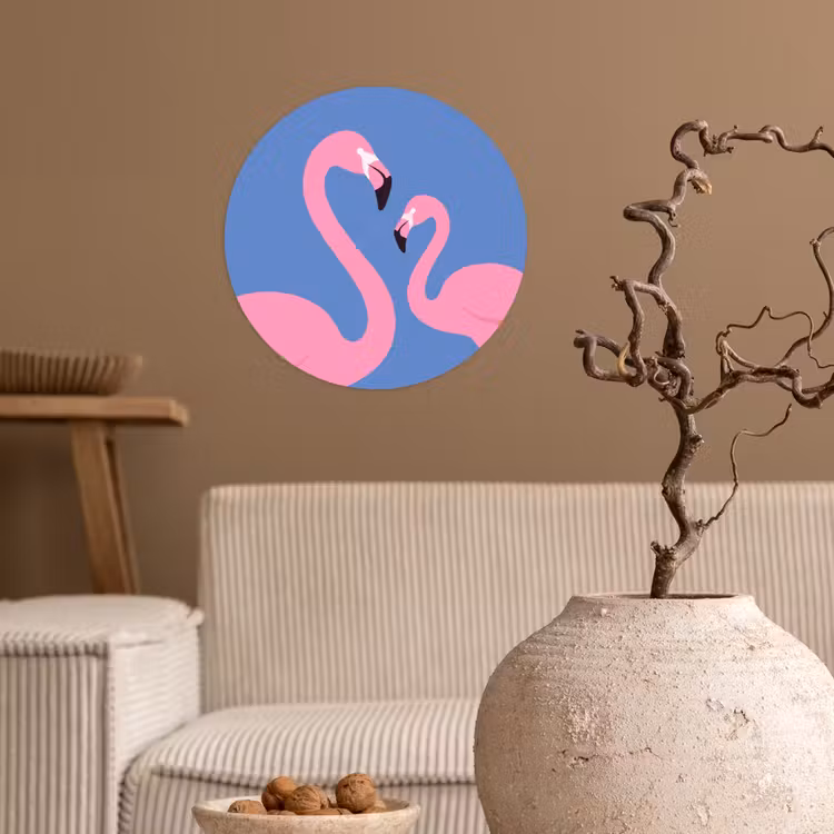 Vogel - Paar - Dieren - Modern - Roze Wandcirkel behangsticker klein -sfeer1