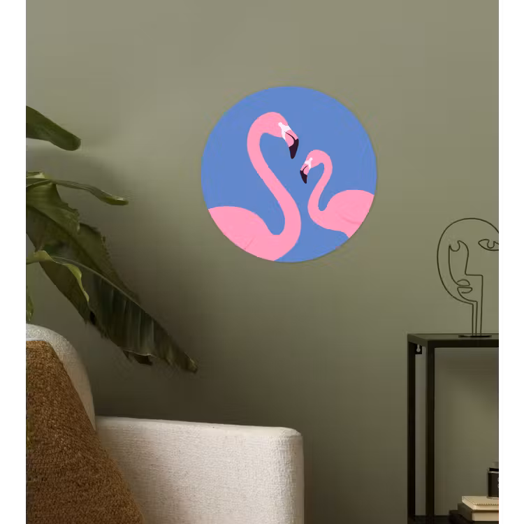 Vogel - Paar - Dieren - Modern - Roze Wandcirkel behangsticker klein -sfeer2