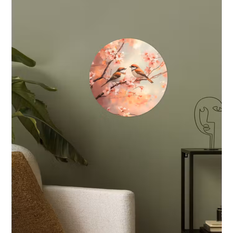 Vogels - Romantic - Bloesemtak Wandcirkel behangsticker klein -sfeer2