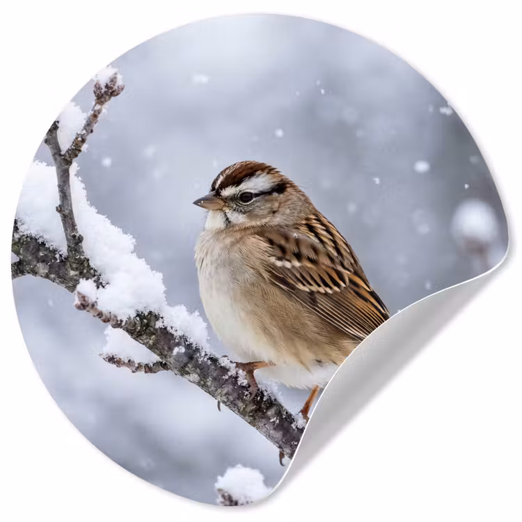 Vogel - Tak - Sneeuw - Winter Wandcirkel behangsticker klein -3d