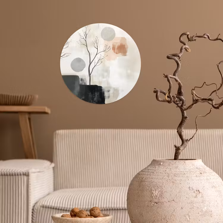 Wabi sabi - Beige - Plant Wandcirkel behangsticker klein -sfeer1