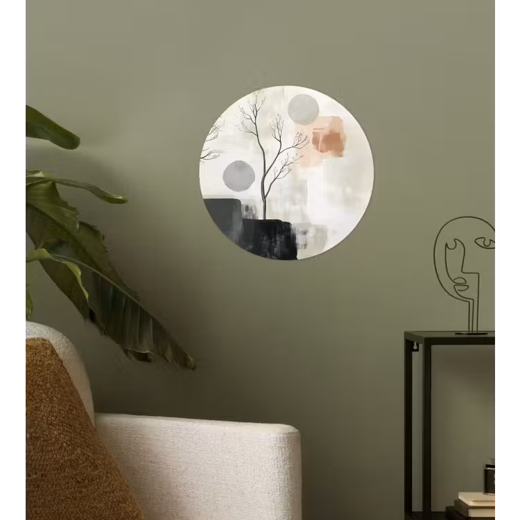 Wabi sabi - Beige - Plant Wandcirkel behangsticker klein -sfeer2