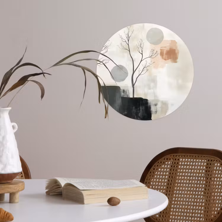 Wabi sabi - Beige - Plant Wandcirkel behangsticker klein -sfeer3
