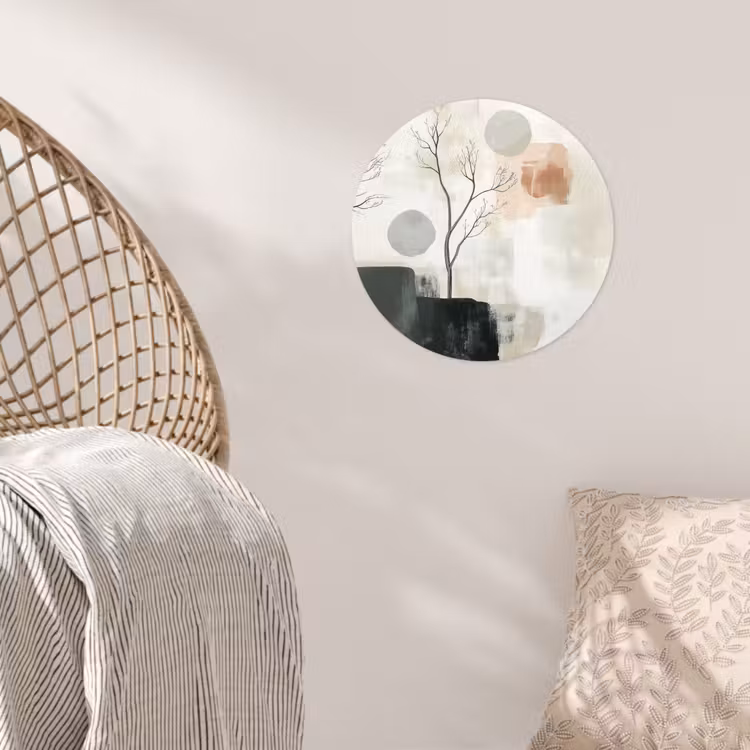 Wabi sabi - Beige - Plant Wandcirkel behangsticker klein -sfeer4
