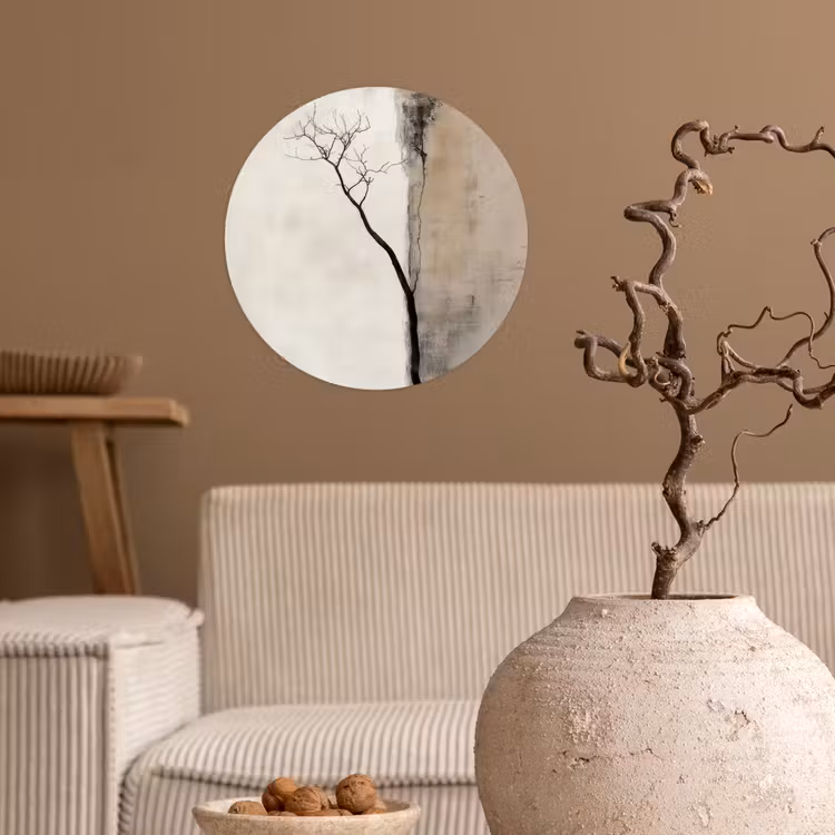 Wabi sabi - Plant - Beige Wandcirkel behangsticker klein -sfeer1
