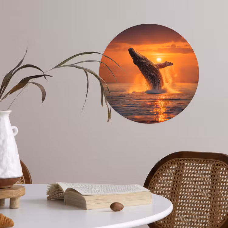 Walvis - Zon - Zee Wandcirkel behangsticker klein -sfeer3