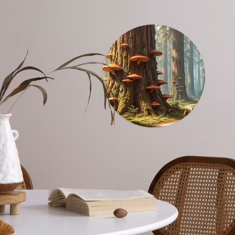 Runde Tapete - Wald – Bäume – Natur - Bos - Bomen - Natuur Wandcirkel behangsticker klein