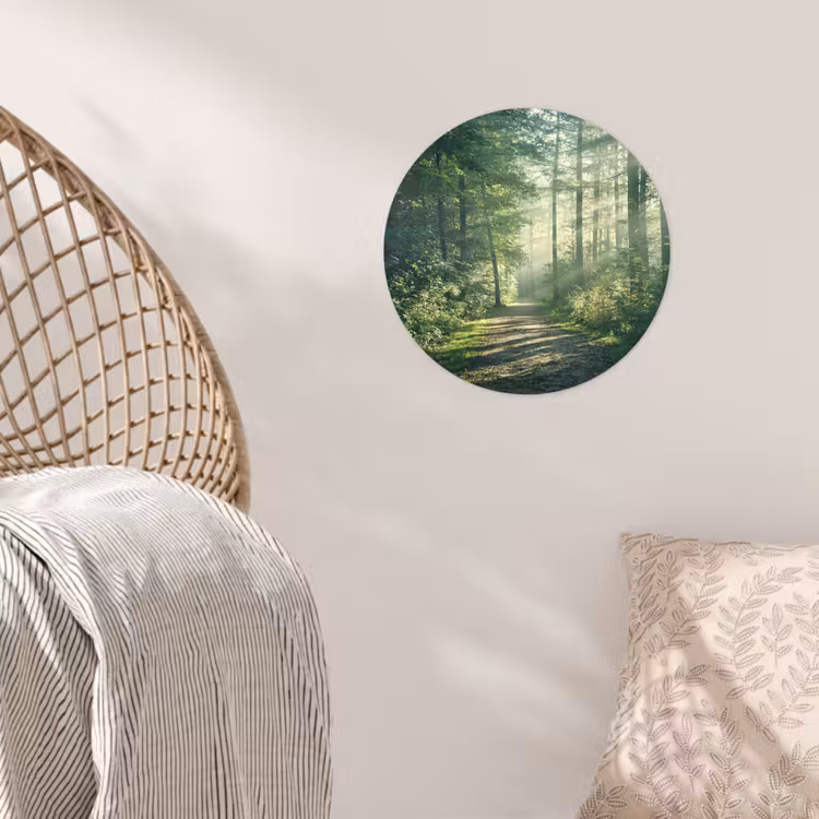 Bos - Pad - Zon - Bomen - Groen - Natuur Wandcirkel behangsticker klein -sfeer4