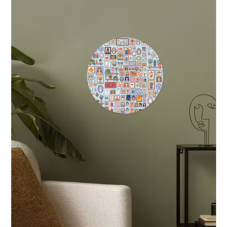 Wanddecoratie - Collectie - Huis - Illustratief - Kleurrijk Wandcirkel behangsticker klein -sfeer2