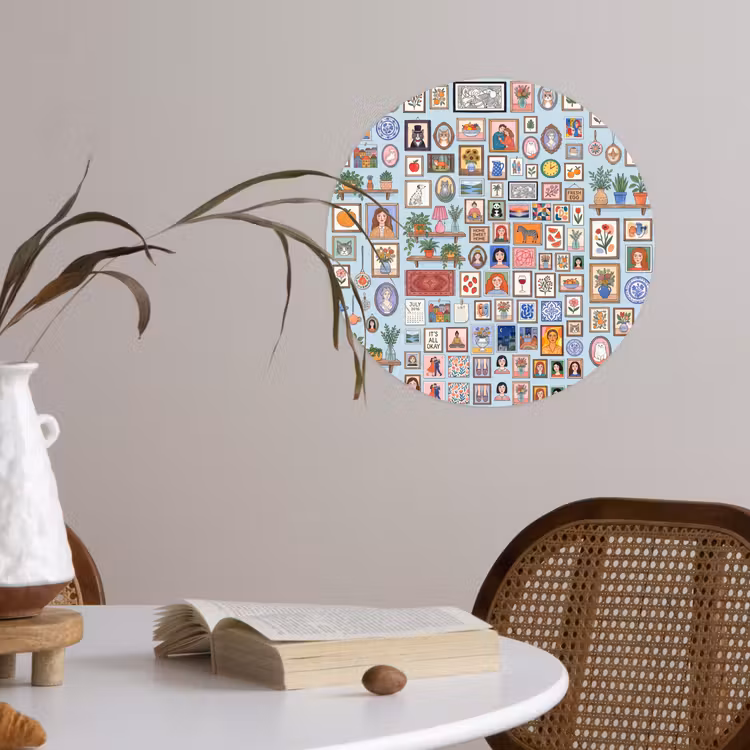 Wanddecoratie - Collectie - Huis - Illustratief - Kleurrijk Wandcirkel behangsticker klein -sfeer3
