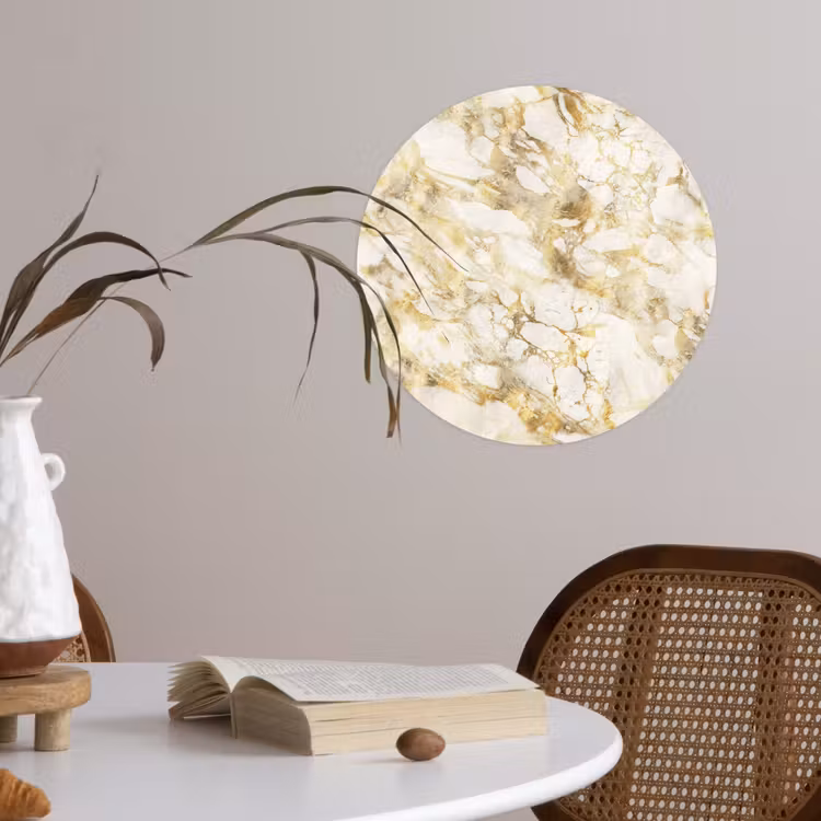 Warm - Gouden - Marmer - Patroon Wandcirkel behangsticker klein 186 -sfeer3