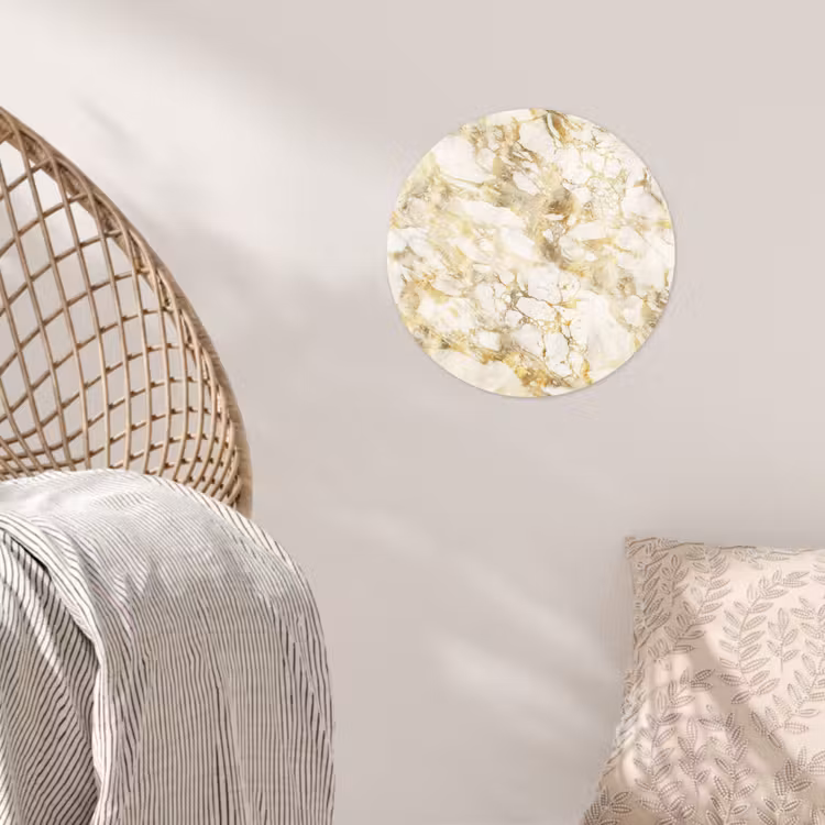 Warm - Gouden - Marmer - Patroon Wandcirkel behangsticker klein 186 -sfeer4