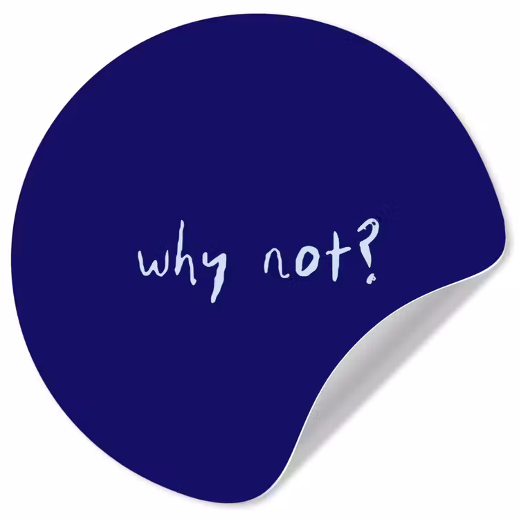 Why not - Blauw - Handgeschreven Wandcirkel behangsticker klein -3d