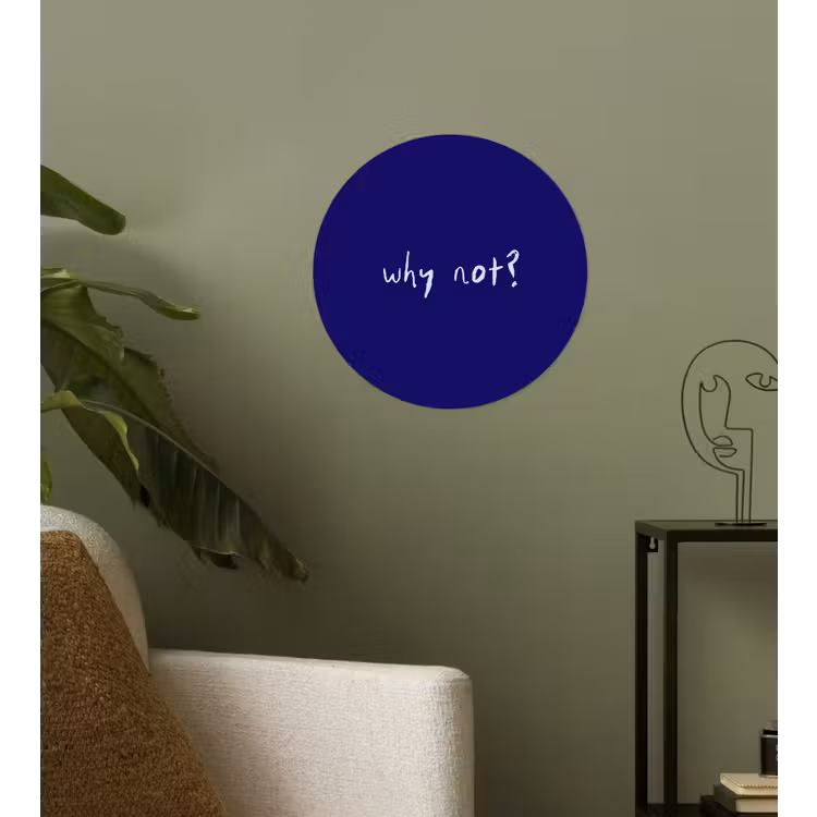 Why not - Blauw - Handgeschreven Wandcirkel behangsticker klein -sfeer2