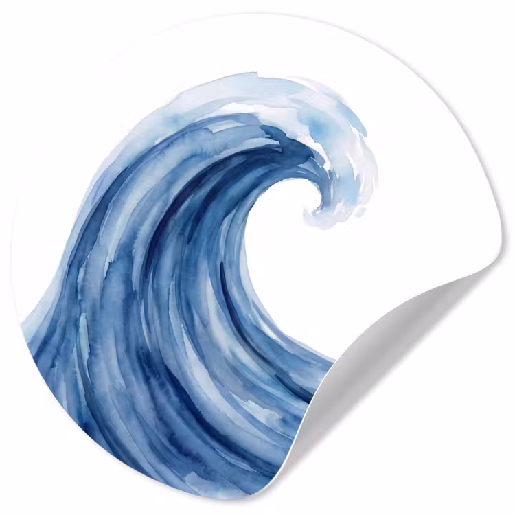 Water - Beweging - Natuur - Modern - Blauw Wandcirkel behangsticker klein -3d