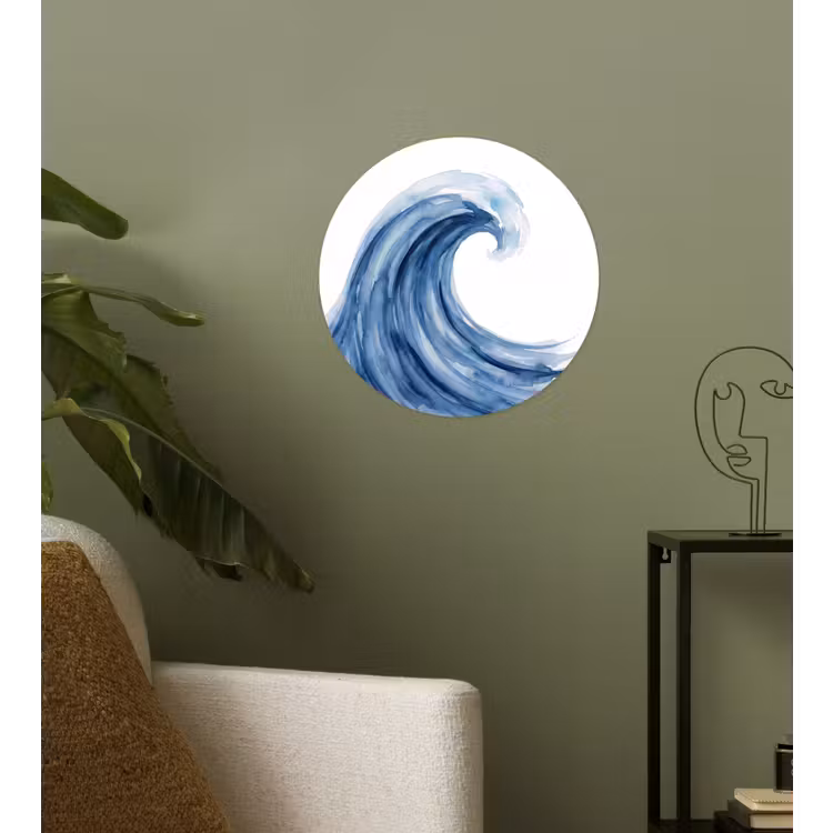 Water - Beweging - Natuur - Modern - Blauw Wandcirkel behangsticker klein -sfeer2