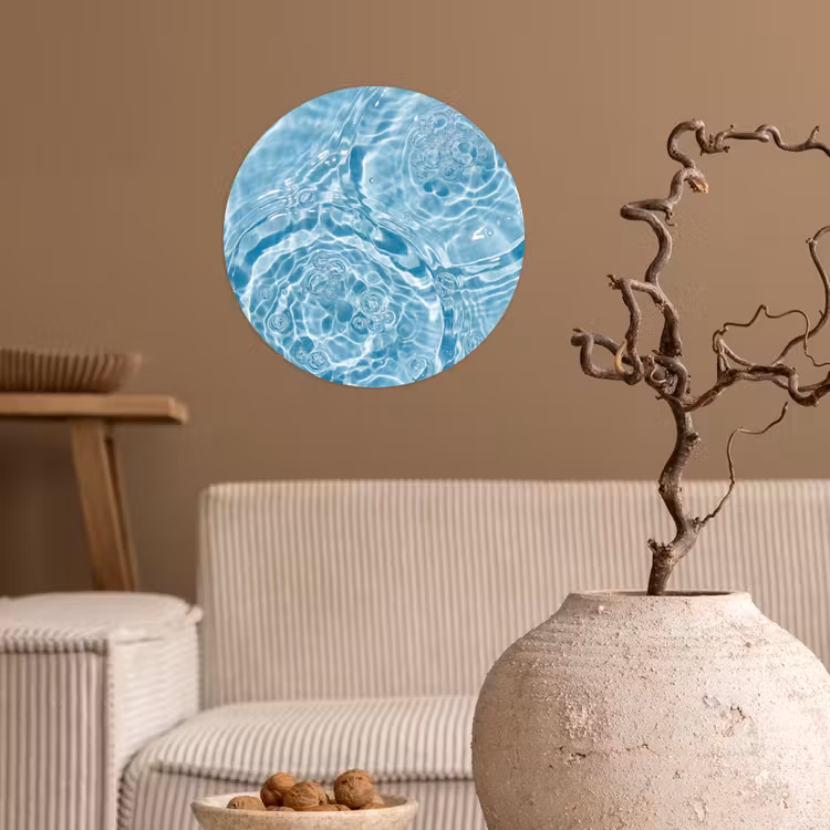 Water - Blauw - bubbels Wandcirkel behangsticker klein -sfeer1