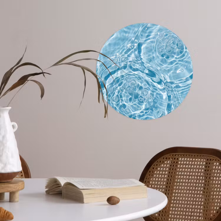 Water - Blauw - bubbels Wandcirkel behangsticker klein -sfeer3