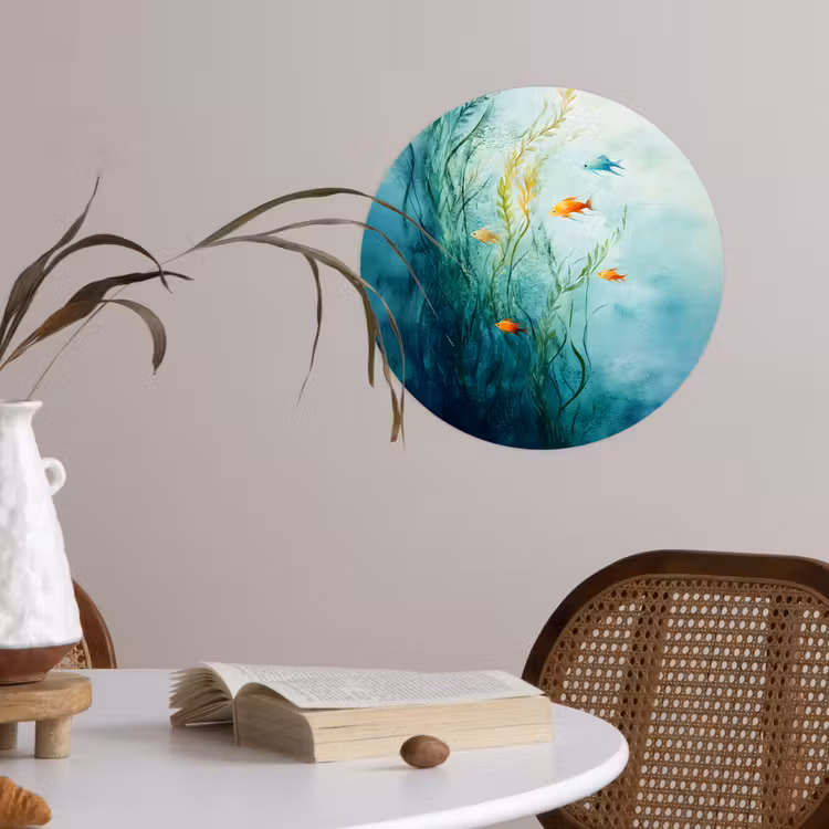 Waterplanten - Vissen - Kleurrijk - Water Wandcirkel behangsticker klein -sfeer3
