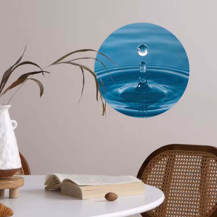 Waterdruppel - Water - Oppervlakte Wandcirkel behangsticker klein -sfeer3