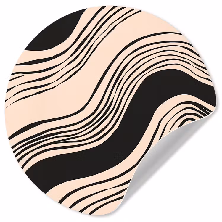 Golven - Zwart - Zandkleur Wandcirkel behangsticker klein -3d