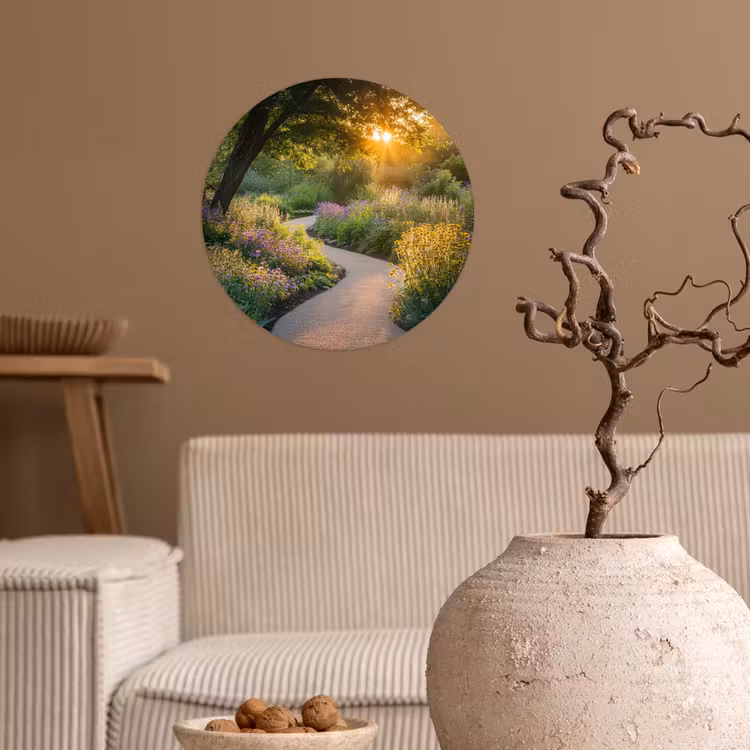 Pad - Bloemen - Park Wandcirkel behangsticker klein -sfeer1
