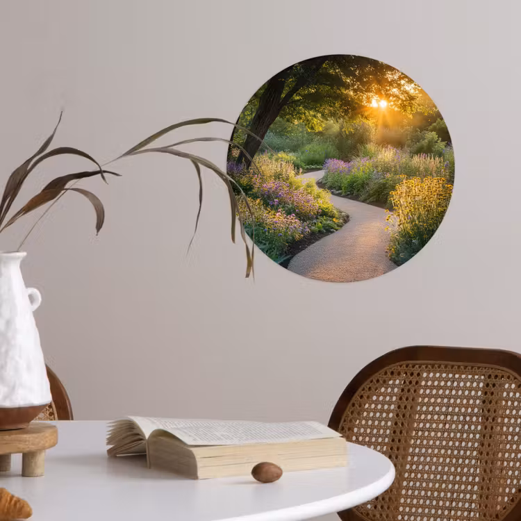 Pad - Bloemen - Park Wandcirkel behangsticker klein -sfeer3