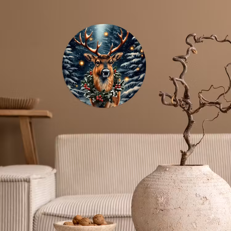 Kerst - Magie - Bos - Kleurrijk Wandcirkel behangsticker klein -sfeer1