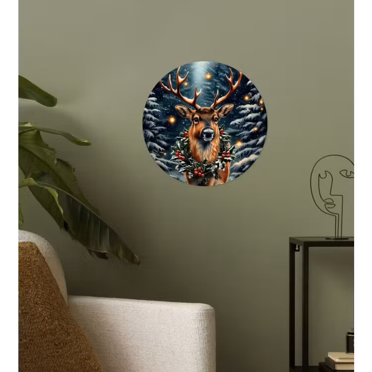 Kerst - Magie - Bos - Kleurrijk Wandcirkel behangsticker klein -sfeer2