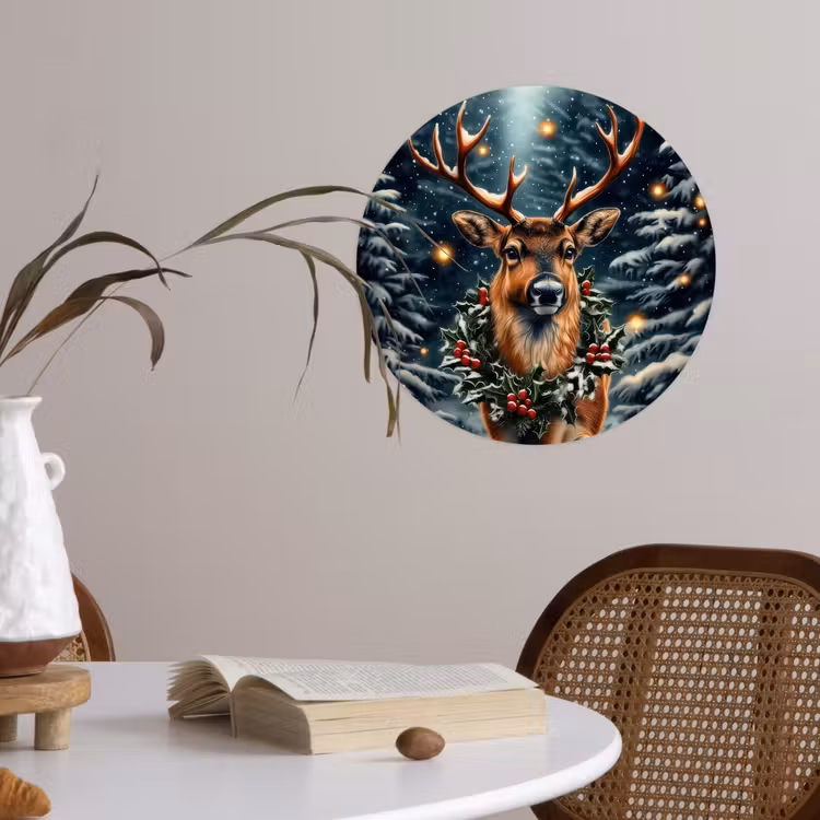 Kerst - Magie - Bos - Kleurrijk Wandcirkel behangsticker klein -sfeer3