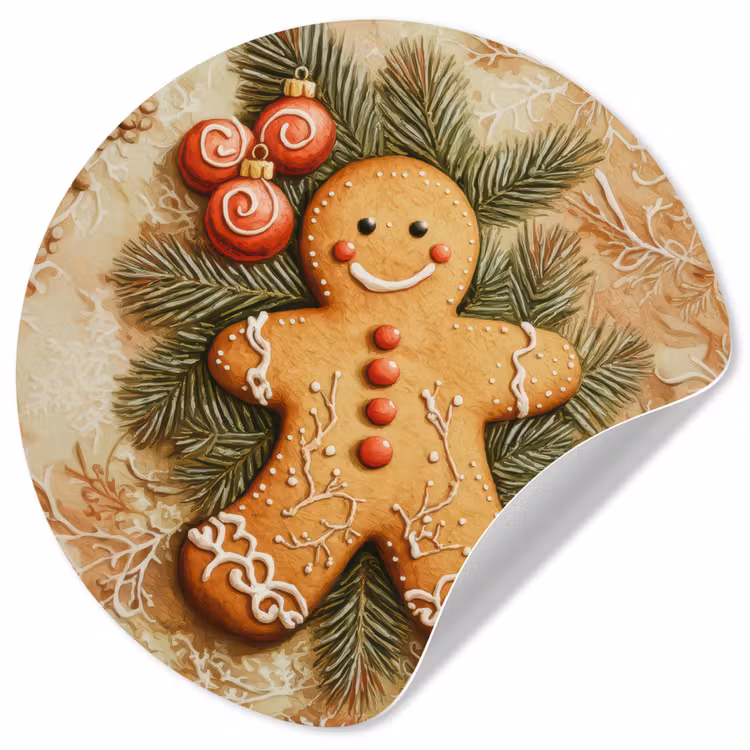 Kerstmis - Koekje - Poppetje - Speculaas Wandcirkel behangsticker klein -3d