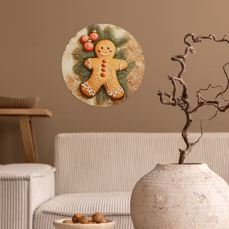 Kerstmis - Koekje - Poppetje - Speculaas Wandcirkel behangsticker klein -sfeer1